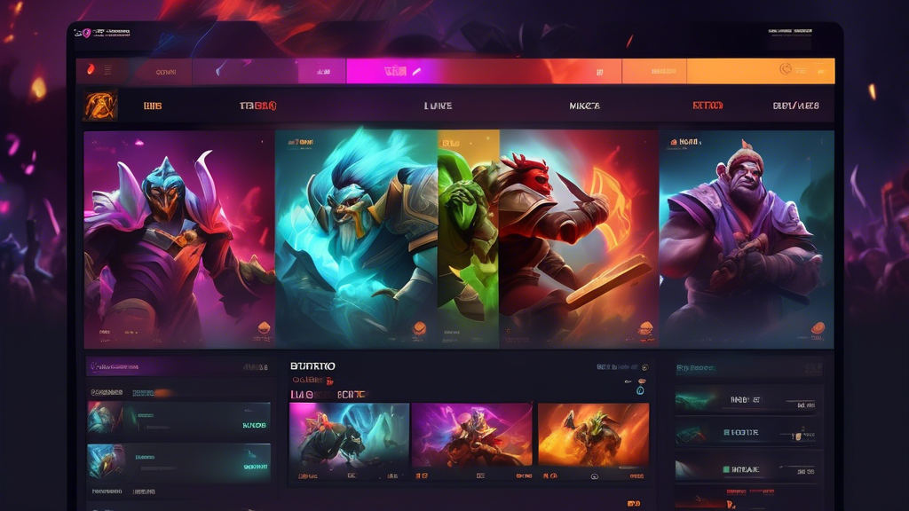 Create an image depicting an intense, colorful Dota 2 live betting scenario. The scene should show a split-screen view with one side displaying a high-stakes Dota 2 match in progress and the other side showcasing excited, diverse fans engaged in live betting through various digital devices. Include elements like Dota 2 hero icons, real-time statistics, and a vibrant, electrifying atmosphere reflecting the excitement of live betting.